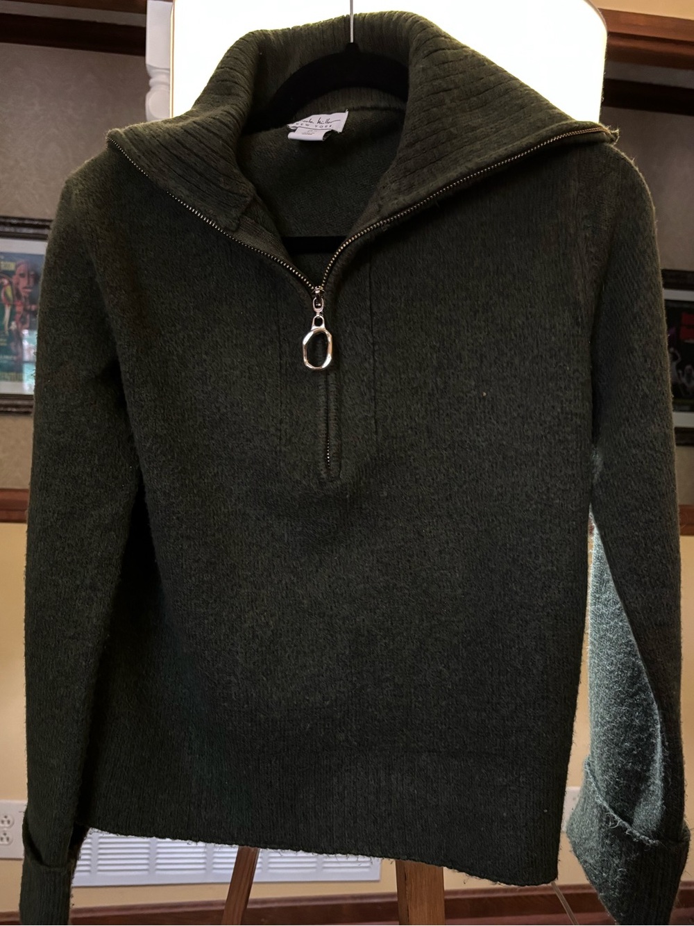 Nicole Miller Women’s Dark Green Half-Zip Sweater